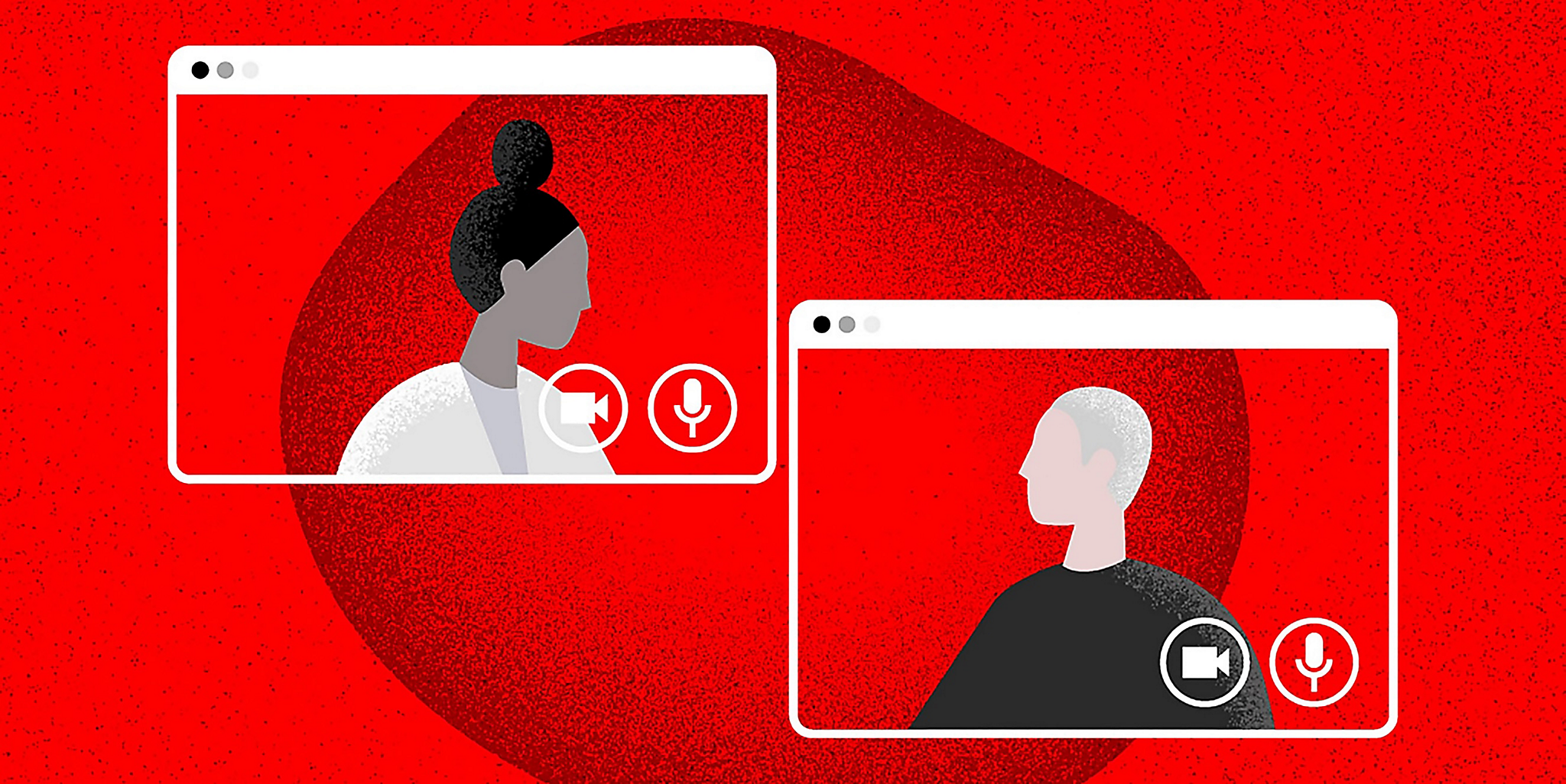 Illustration of two people talking on a virtual call