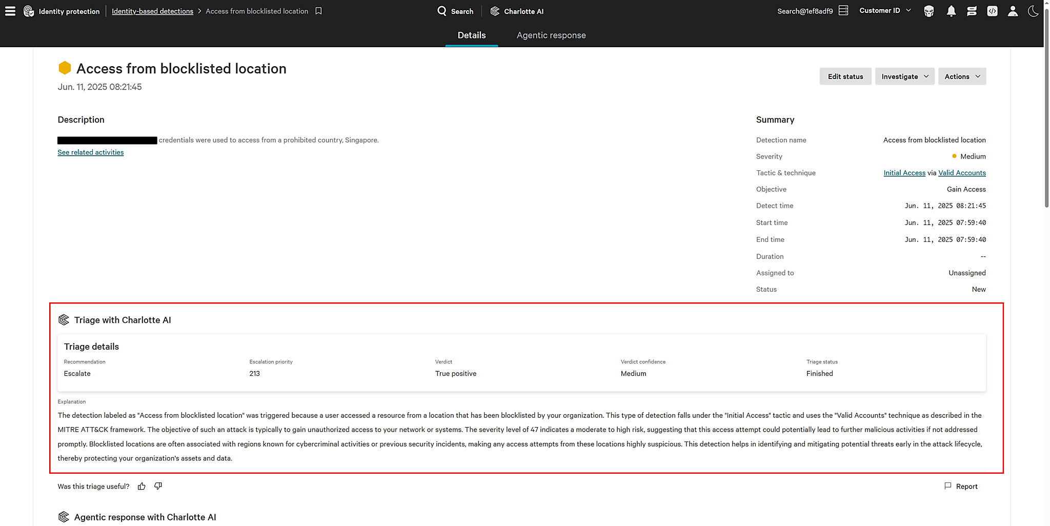 Identity protection screenshot